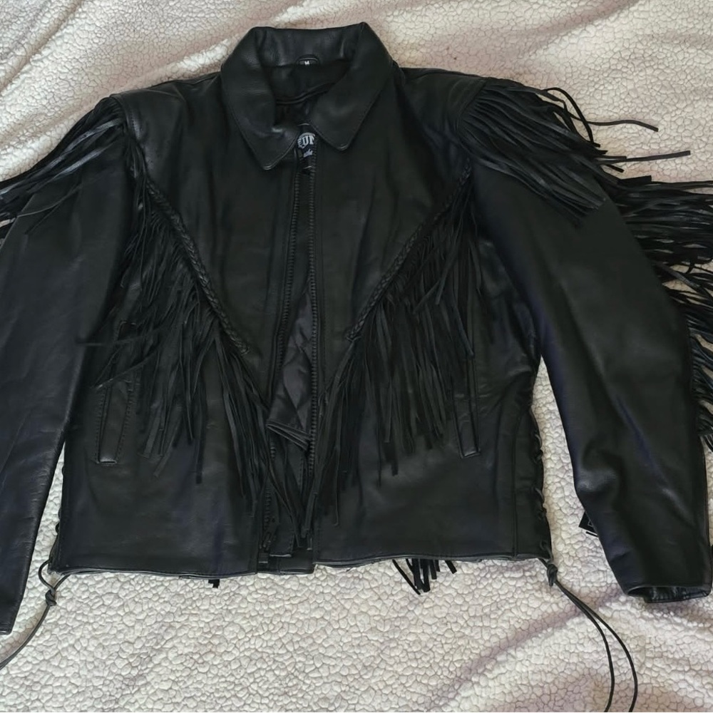 Vintage feing Black Leather Jacket